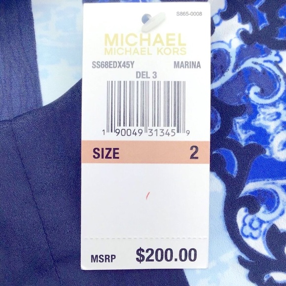 ⭐️HP⭐️ NWT MICHAEL KORS Blue Patterned Sleeveless Pencil Dress - Women's Size 2 - Picture 8 of 12